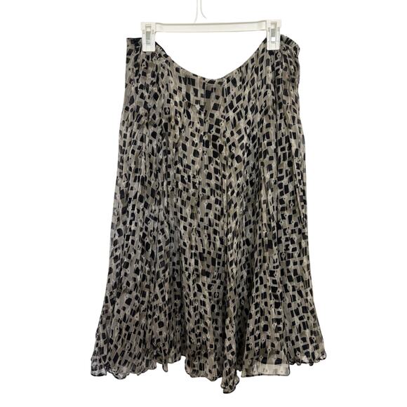 Silk Geometric Midi Skirt Size 16W Boho Indie Lagenlook Abstract Artsy Fairy - Picture 1 of 5